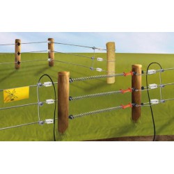 Ejemplo de entrada a pradera para pasto ganadero con cerca eléctrica